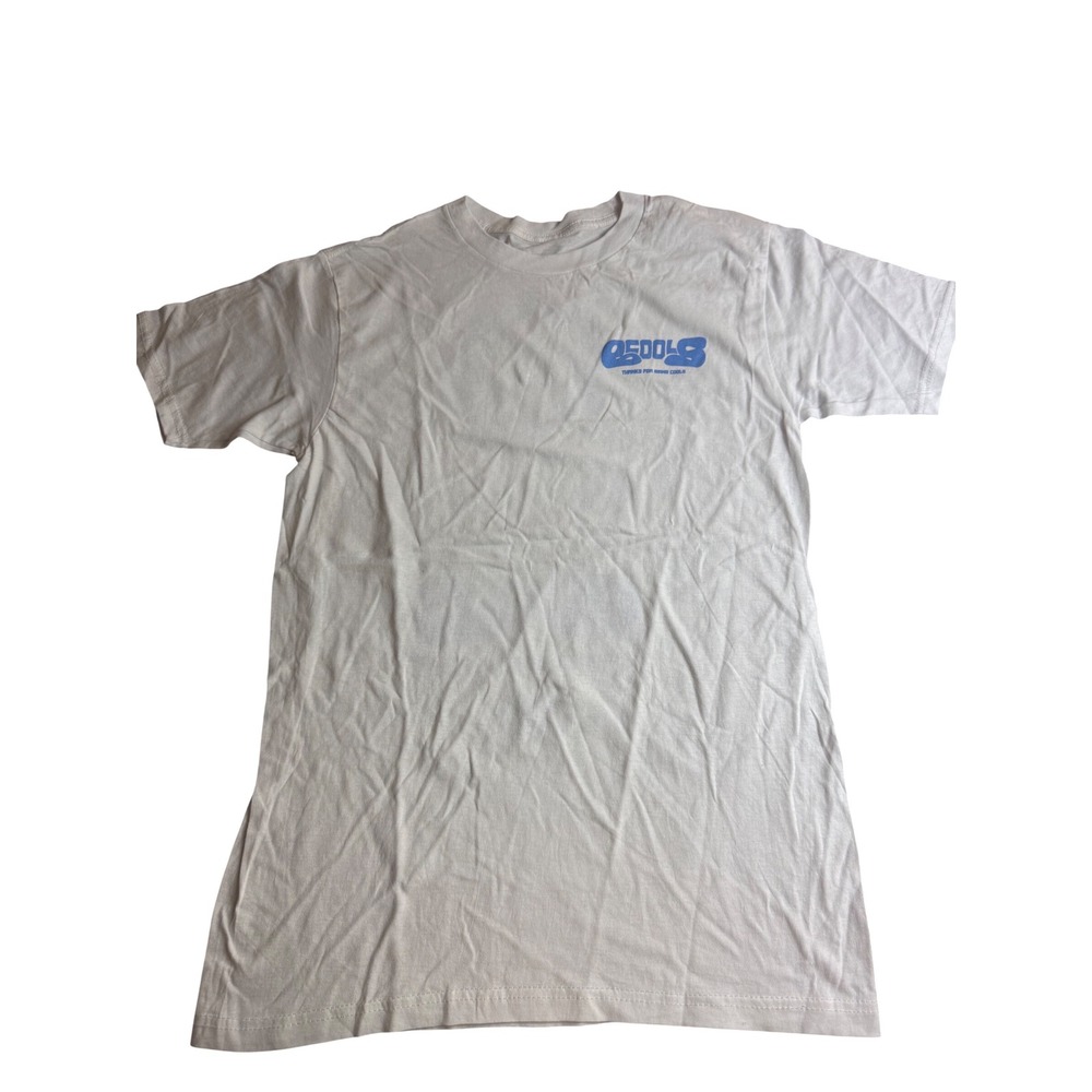 Barney Cools Mens Graphic T-Shirt White Blue Happy Endings 10 Year Anniversary M